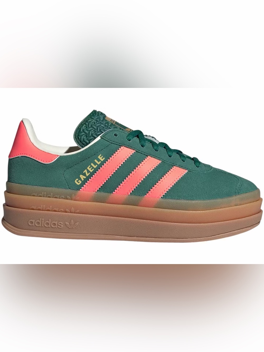 Adidas Originals Gazelle Bold J Platform Sneakers Green Coral JQ7408 Size 3.5Y